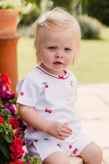 Cherry Summer Romper in Bamboo & Cotton