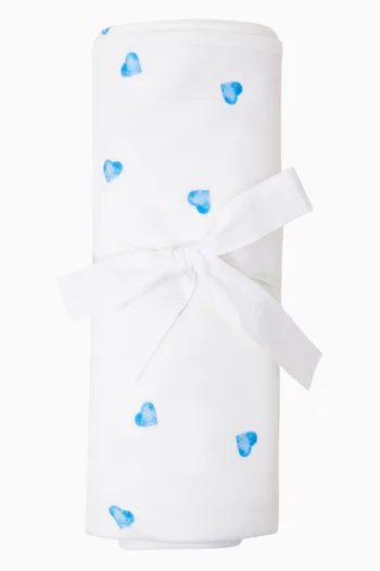 بطانية للأطفال الرضع بنقشة قلب قطن وبامبو