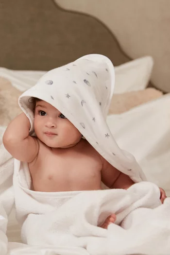 Large Starlit Moon Hooded Towel in Bamboo & Cotton