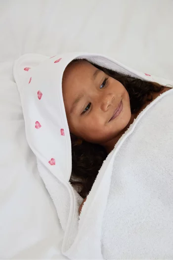 Large Heart Hooded Towel in Bamboo & Cotton