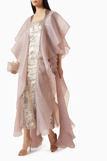 قفطتن بقصة ضيقة قماش لامع