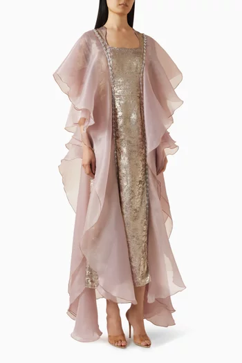 قفطتن بقصة ضيقة قماش لامع