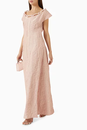 فستان بقصة على شكل حرف A مزين بعقد