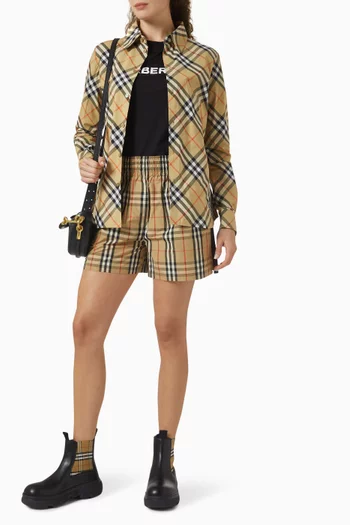 Audrey Check Shorts in Cotton Blend