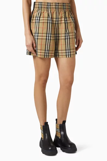 Audrey Check Shorts in Cotton Blend