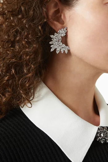 Crystal Cuff Earrings in Silver-plated Brass