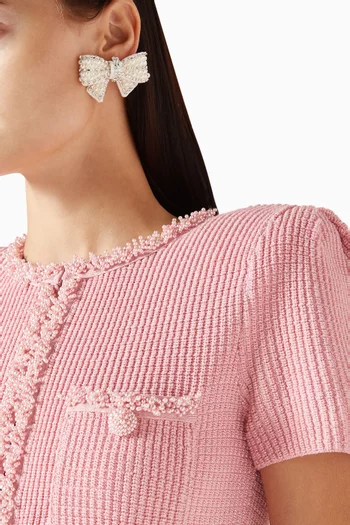 Bow Pearl Earrings in Satin