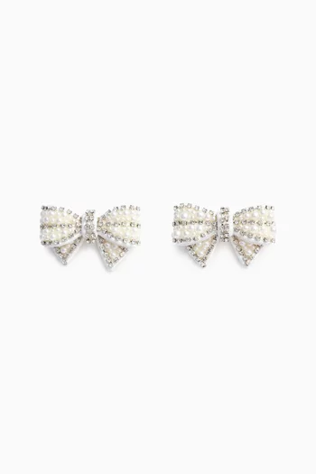 Bow Pearl Earrings in Satin