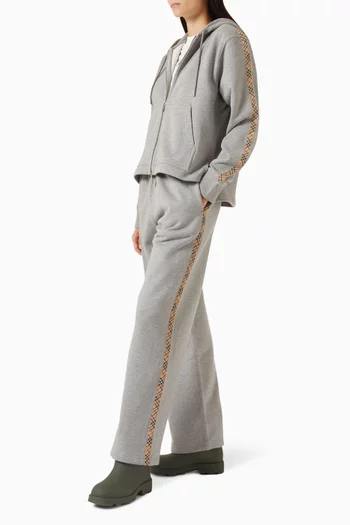 Check Trim Zip Hoodie in Cotton