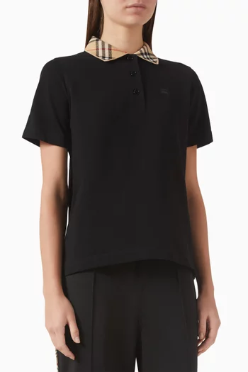 Check-collar Polo Shirt in Cotton