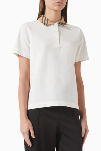 Check-collar Polo Shirt in Cotton