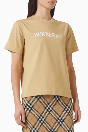 تي شيرت بطبعة شعار الماركة قطن وجيرسيه