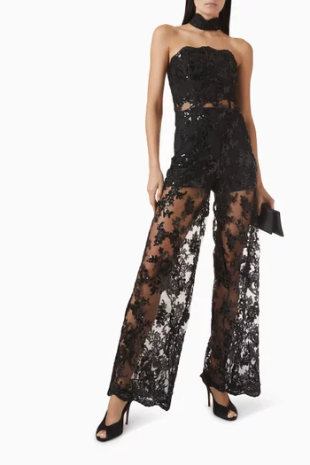 Georgie Embellished Jumpsuit in Lace