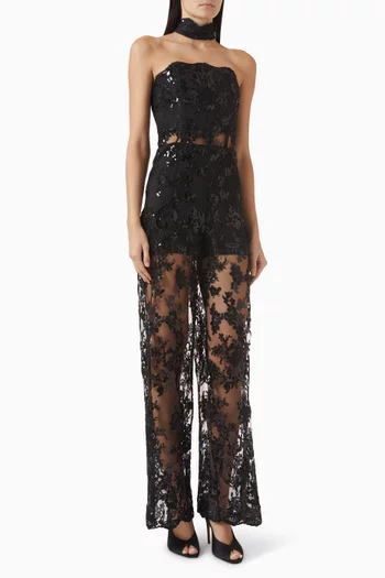 Georgie Embellished Jumpsuit in Lace