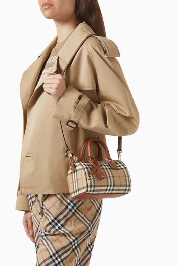 Mini Bowling Bag in Check Canvas