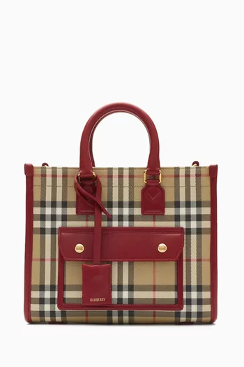 Mini Freya Tote Bag in Check Canvas