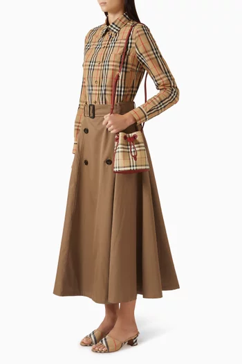 حقيبة باكيت ميني بنقشة مربعات قنب