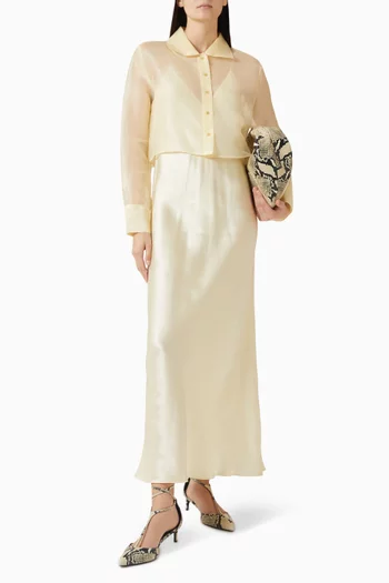 بلوزة جاسين بقصة قصيرة حرير أورجانزا