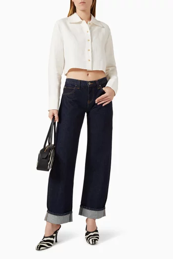 بنطال جينز كارو بقصة ساق مقوسة دينم