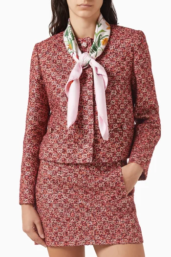 Floral-print Square Scarf in Silk Twill