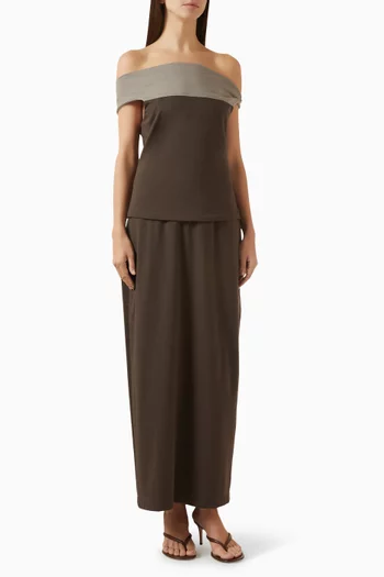 Two-tone Top & Skirt Set in Cotton