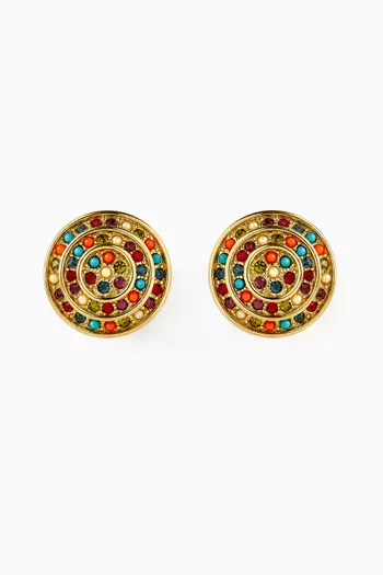 1980s Vintage Colourful Round Earrings