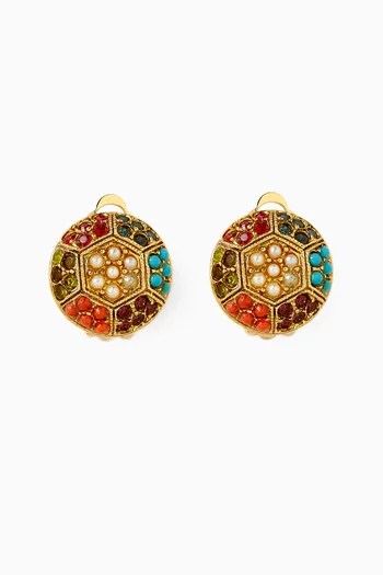 1980s Vintage Colourful Round Clip-on Earrings