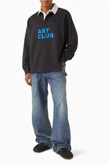 تي شيرت بولو رجبي بعبارة Art Club قطن