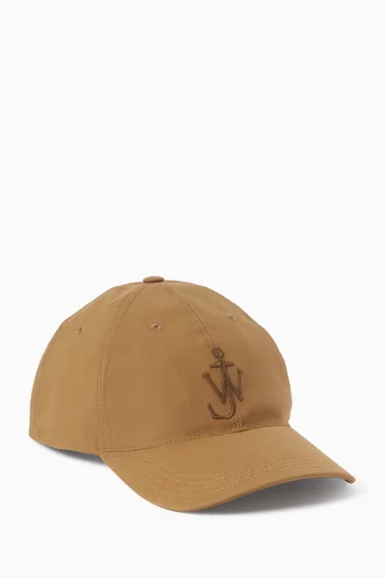 Logo Baseball Cap in Waxed Cotton