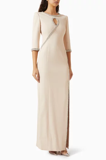 Juliana Embellished Dress in Crepe