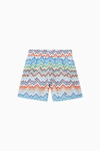 Chevron Print Swim Shorts in Nylon