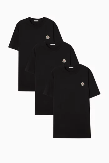 طقم تي شيرت بشعار الماركة قطن، 3 قطع