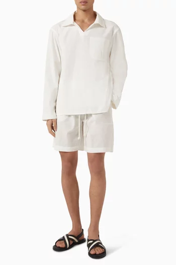 Gathered Elastic Shorts in Lyocell-blend