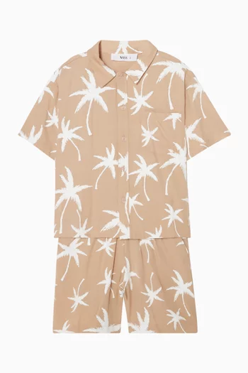 طقم قميص وشورت بنقشة بالكامل