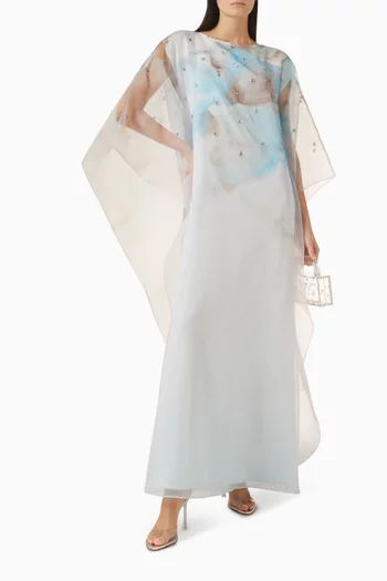 قفطان مزين بنقشة وكشكش