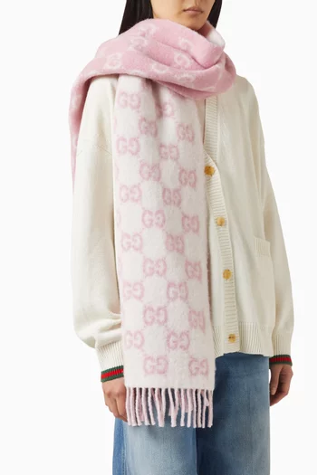 وشاح بشرّابات مزيج صوف ألباكا بشعار حرفي GG