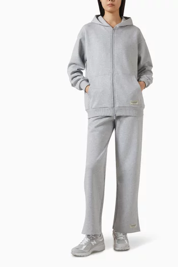 كنزة بغطاء رأس وسحّاب بقصة فضفاضة قطن