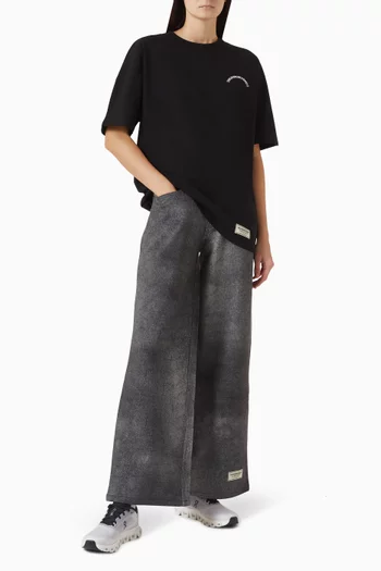 تي شيرت واسع بطبعة مائلة قطن جيرسيه