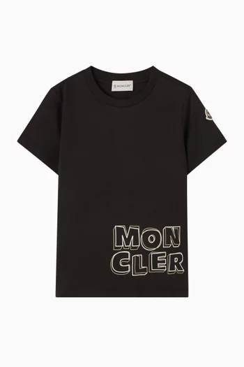 تي شيرت بطبعة شعار الماركة قطن