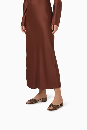 حذاء كريستال لوفر مفتوح من الخلف بكعب 35 مم قماش شبكي