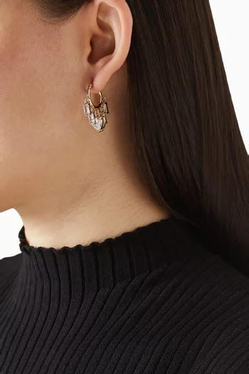 Mini Charm Hoop Earrings in Brass