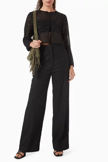 Sequin-embellished Cropped Cardigan in Knit