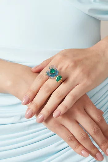 خاتم بيتونيا سبيرولينا مطلي ذهب عيار 18