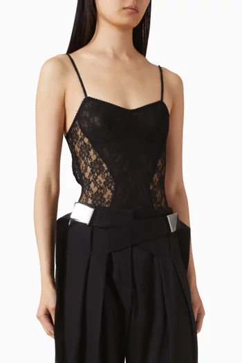 Sheer-panel Bodysuit in Lace