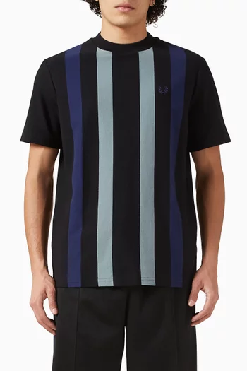 Vertical Stripe T-shirt in Cotton Pique