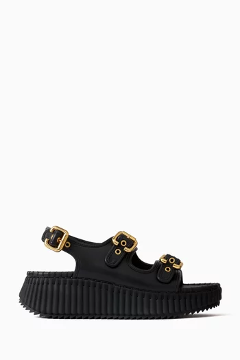 صندل ناما بكعب ويدج وإبزيم جلد