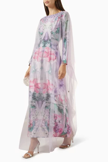 Printed Cape & Kaftan Set