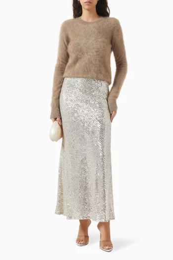 سترة إيزي بفتحة رقبة مستديرة شعر كشمير طويل