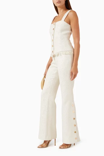 بنطال جريسي بأزرار تويد