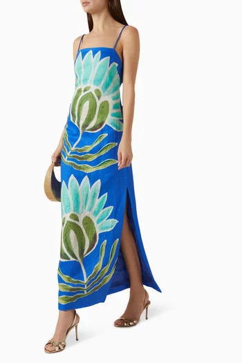 Solsana Maxi Dress in Linen-blend